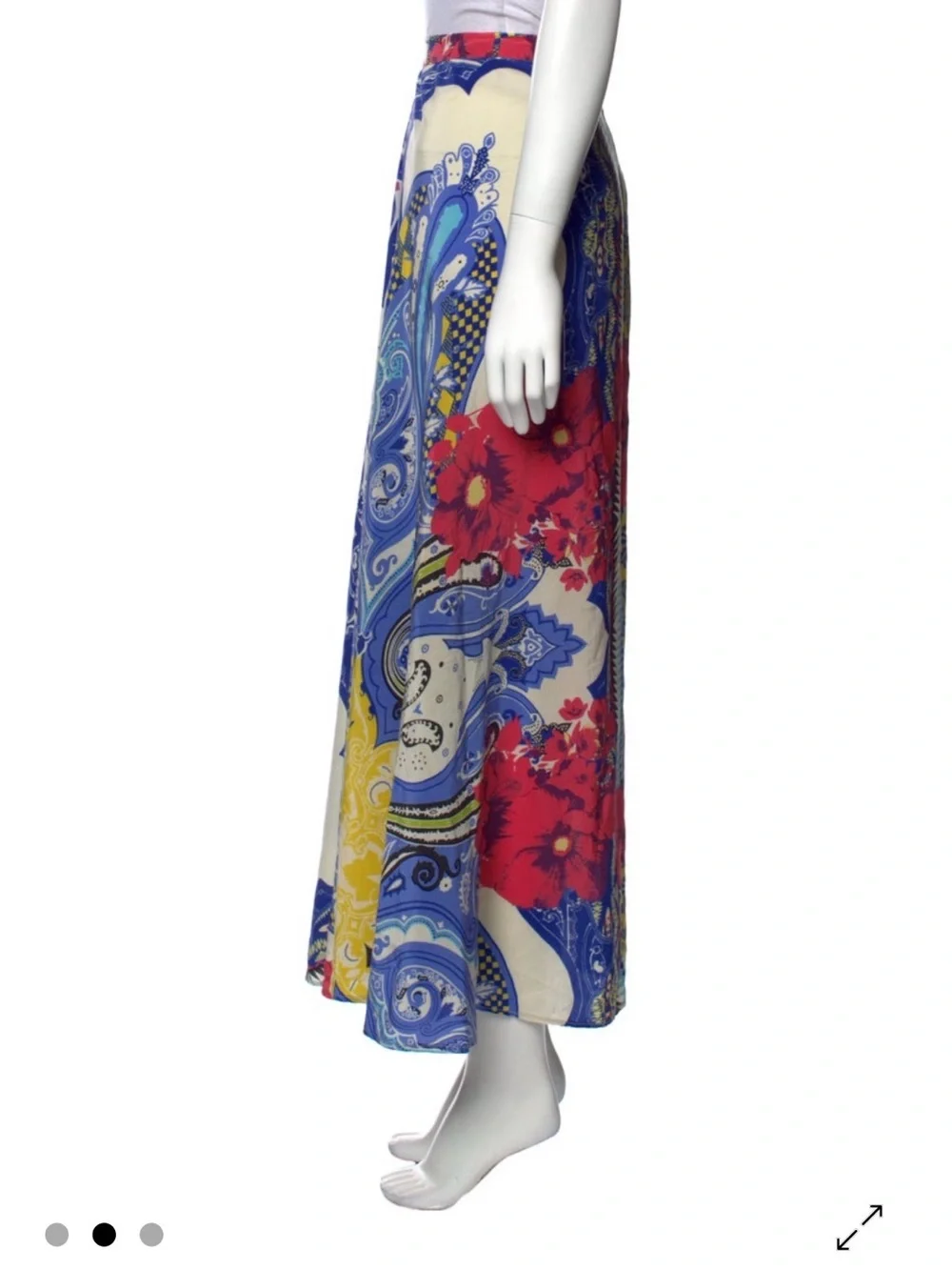 Etro Blue, Yellow and Cream Paisley Maxi Skirt